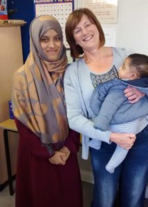 Michelle with hostel visitor