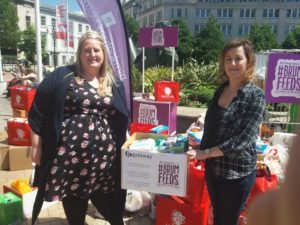 Caroline and Debbie donate to BrumFeeds Big Drop