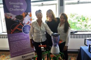Margaret, Jemma and Reshma with the Smoothie Bike